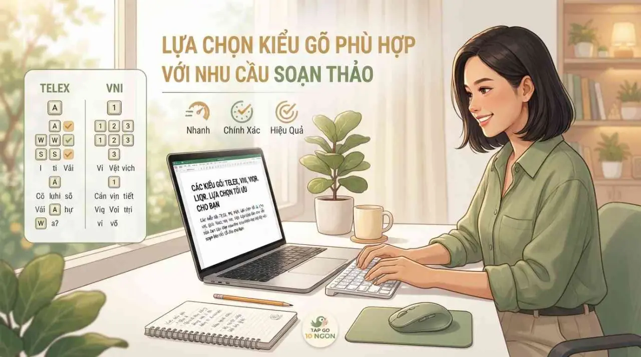 Lựa chọn kiểu gõ phù hợp với nhu cầu soạn thảo