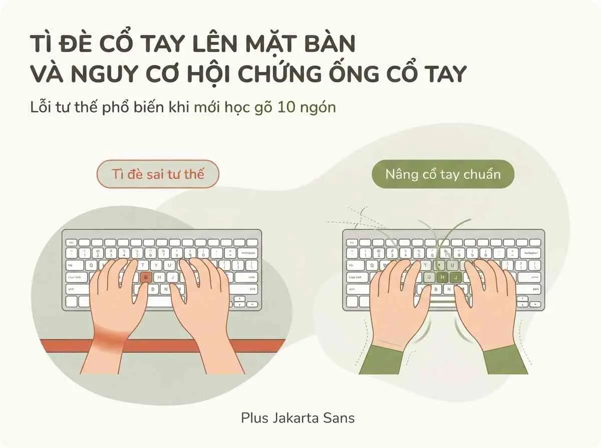 Tì đè cổ tay lên mặt bàn và nguy cơ hội chứng ống cổ tay