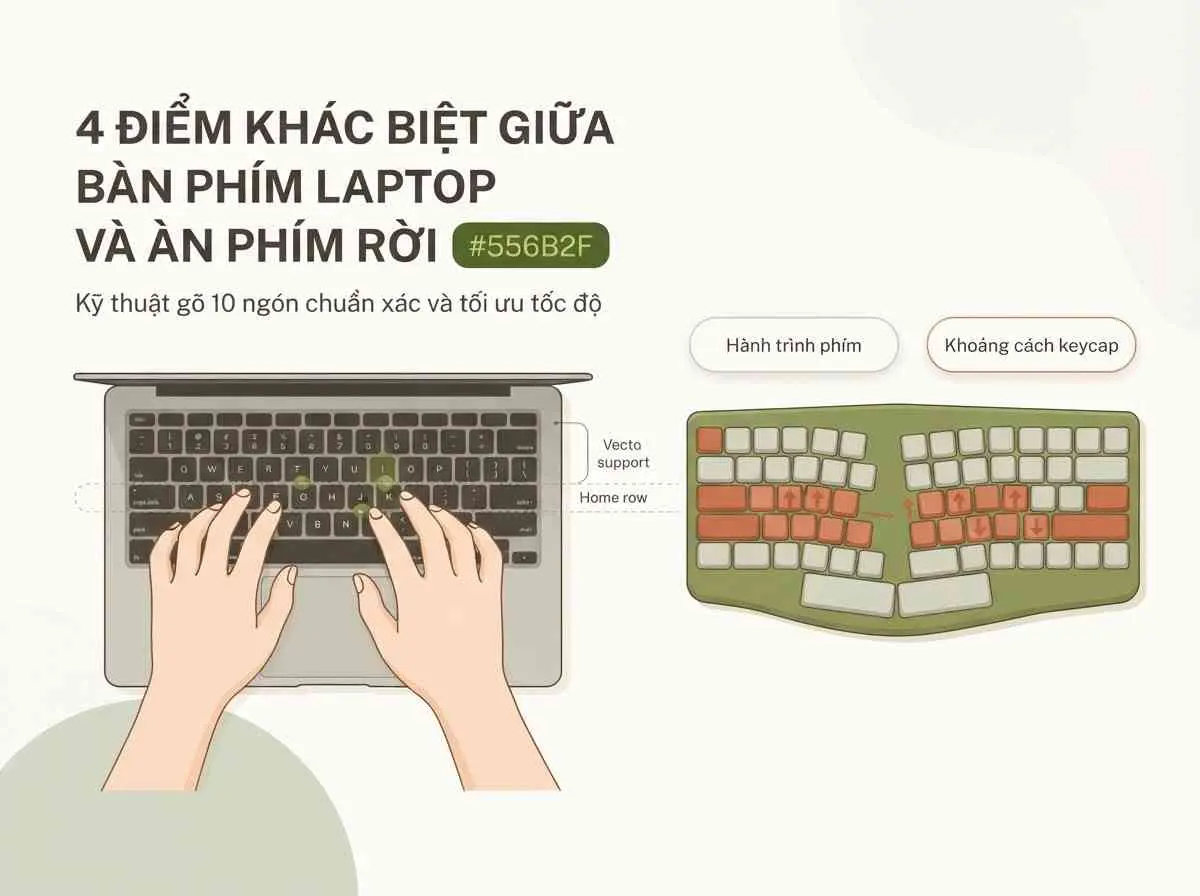 4 Điểm Khác Biệt Giữa Bàn Phím Laptop Và Bàn Phím Rời Khi Gõ 10 Ngón