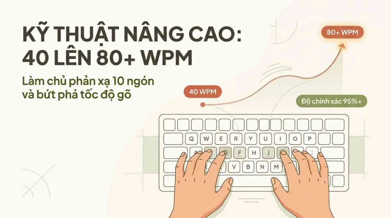 Kỹ Thuật Nâng Cao Giúp Phá Ngưỡng Từ 40 Lên 80+ WPM