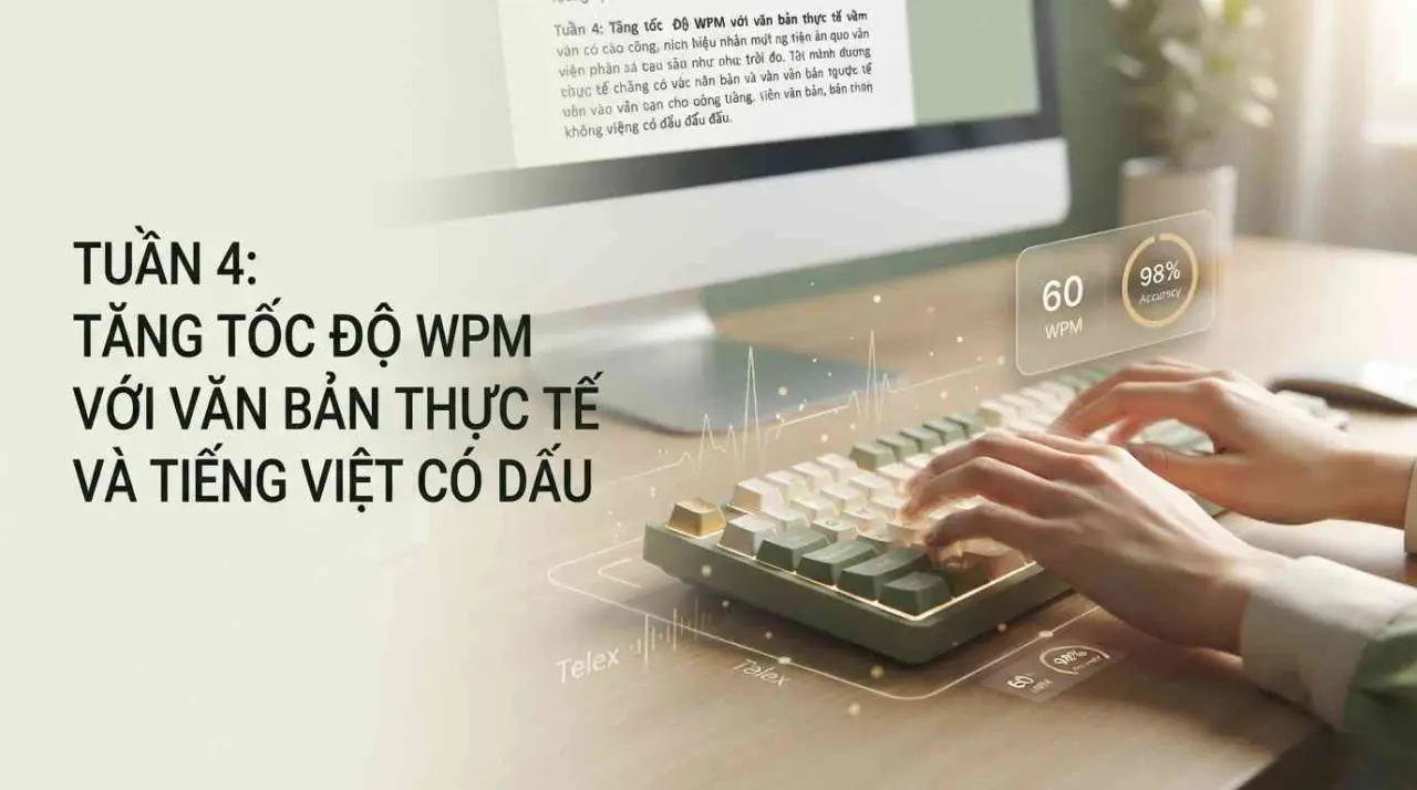 Tuần 4: Tăng tốc độ WPM với văn bản thực tế và tiếng Việt có dấu