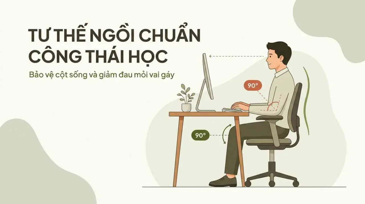Thiết lập tư thế ngồi máy tính chuẩn công thái học