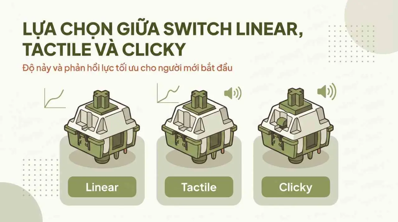 Lựa chọn giữa switch Linear, Tactile và Clicky