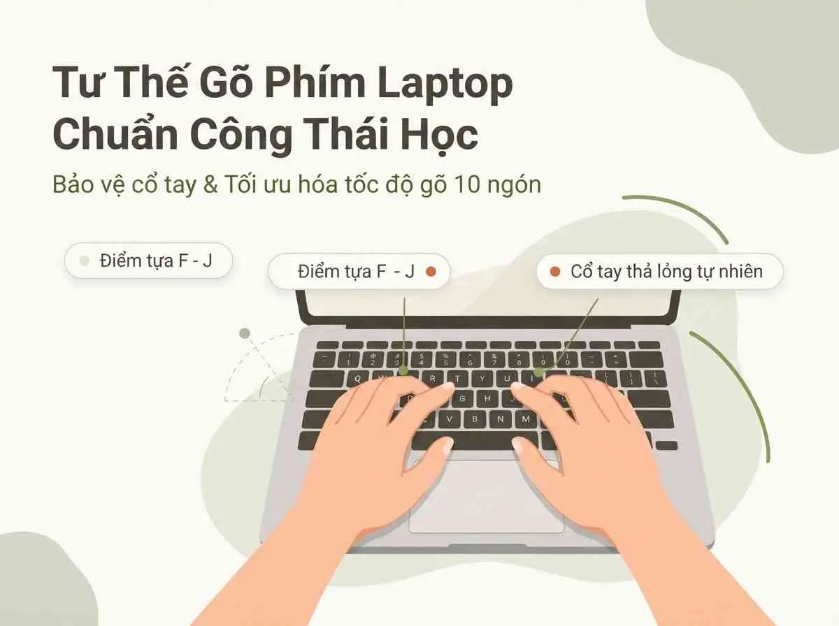 Tư Thế Công Thái Học Khi Gõ Phím Laptop Để Tránh Đau Mỏi